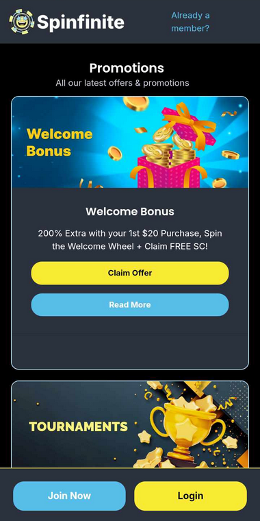 Spinfinite Casino Mobile Preview 2