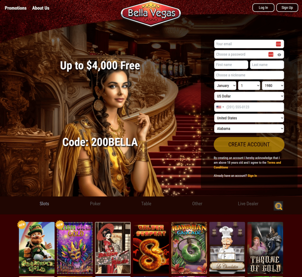 Bella Vegas Casino Desktop Preview 1