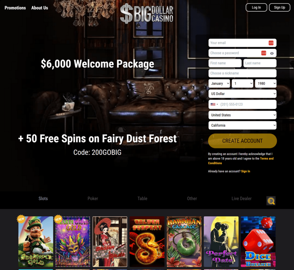 Big Dollar Casino Desktop Preview 1