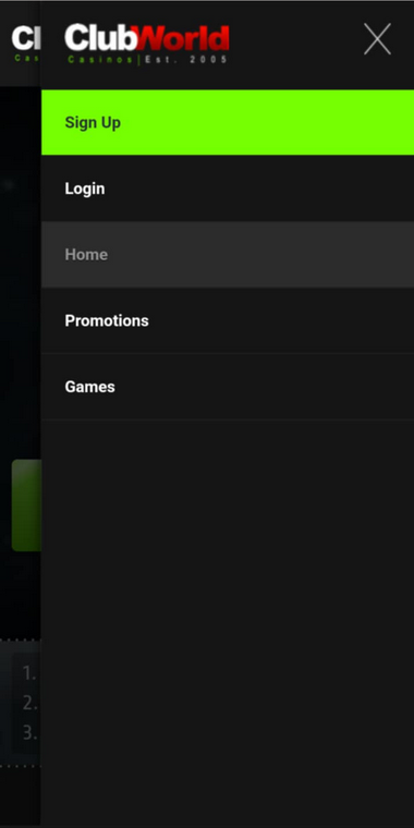 Club World Casinos Mobile Preview 1