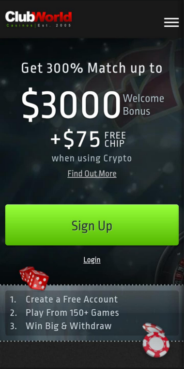 Club World Casinos Mobile Preview 2