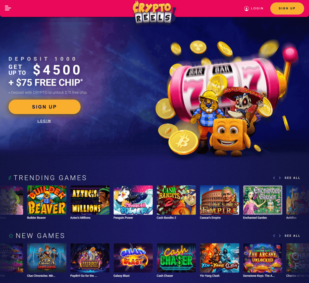 Crypto Reels Casino Desktop Preview 1