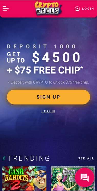 Crypto Reels Casino Mobile Preview 2