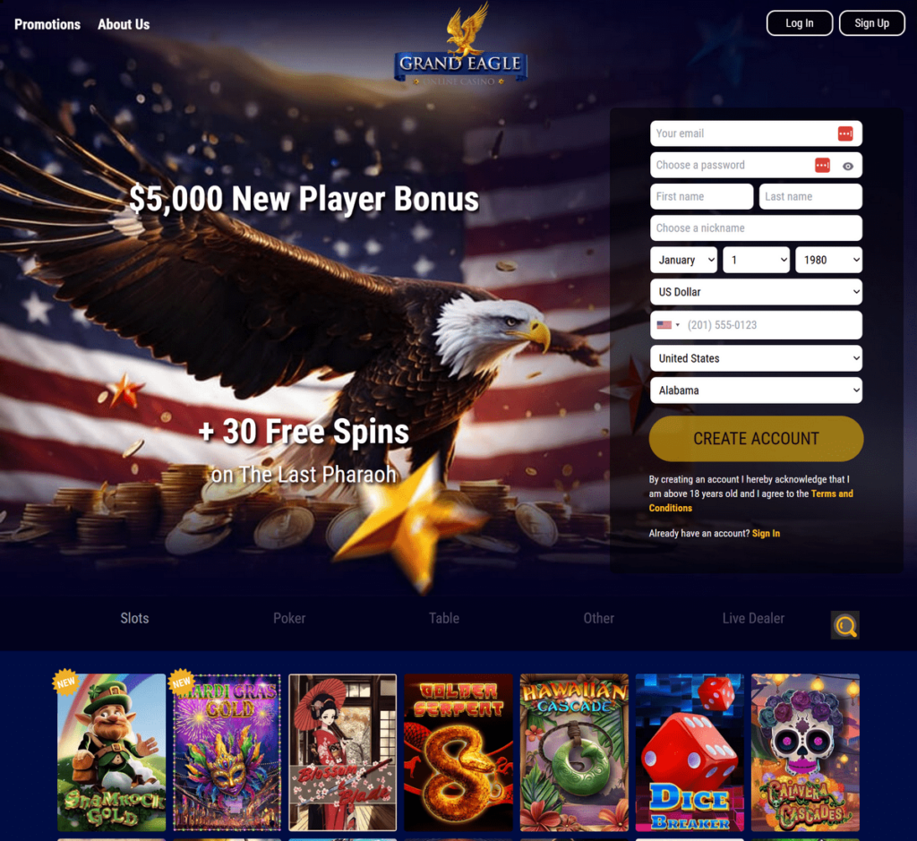 Grand Eagle Casino Desktop Preview 1