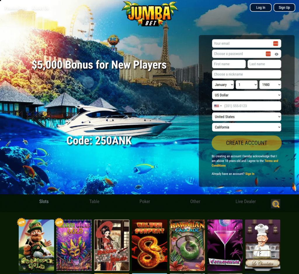 Jumba Bet Casino Desktop Preview 1
