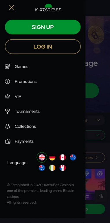 KatsuBet Casino Mobile Preview 2