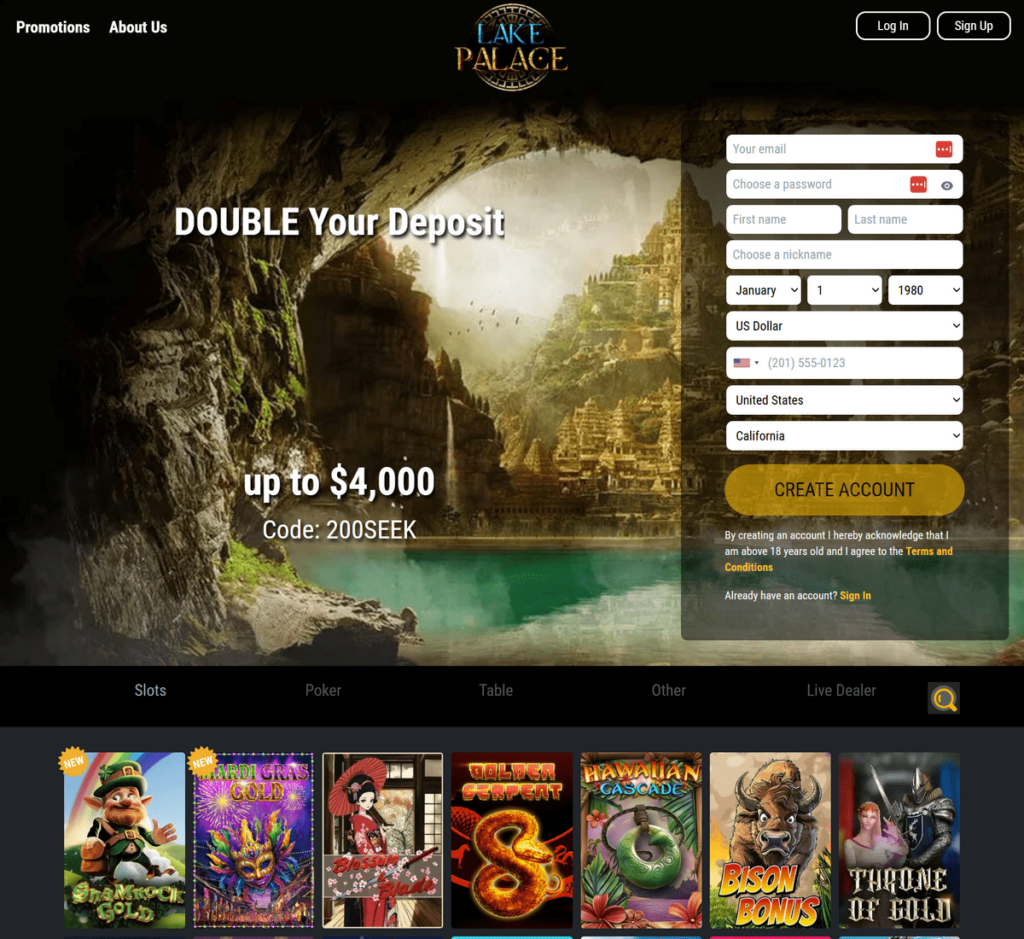 Lake Palace Casino Desktop Preview 1