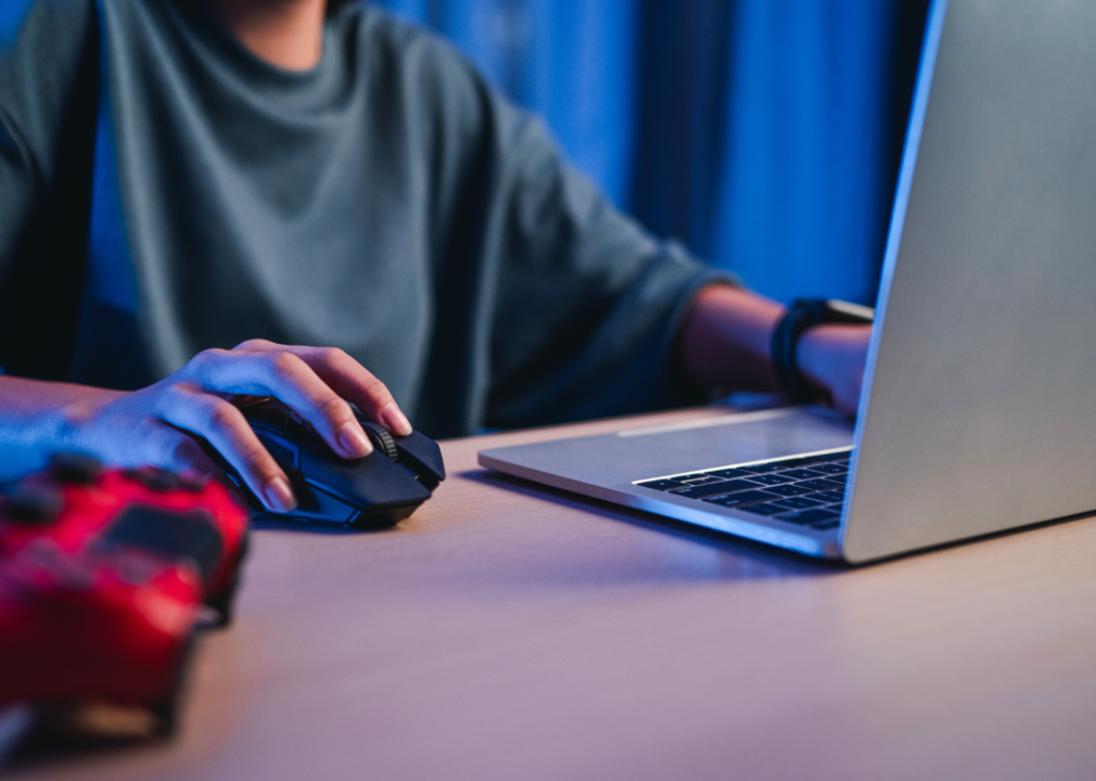 A person using a laptop