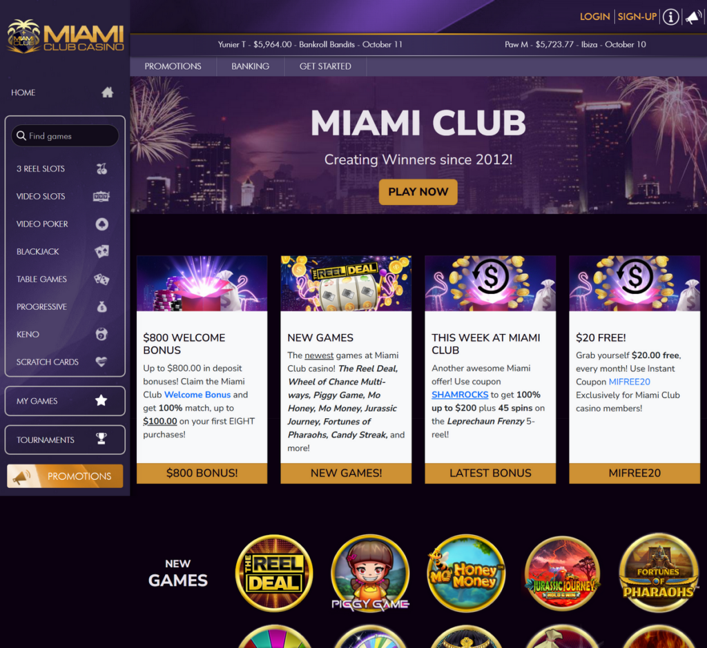 Miami Club Casino Desktop Preview 1