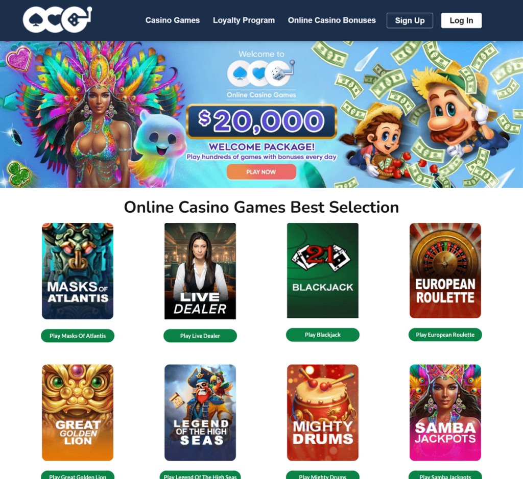 OCG Casino Desktop Preview 2