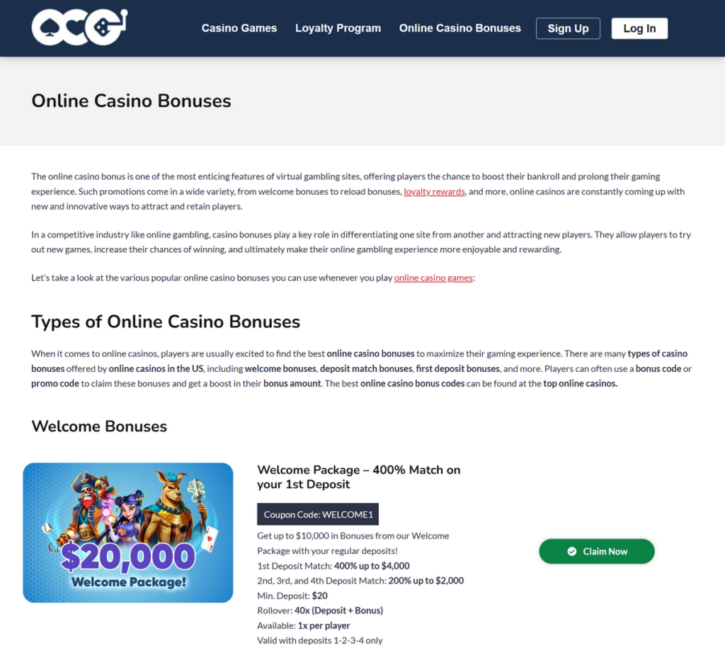 OCG Casino Desktop Preview 1