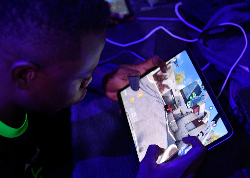 A person playing a video game