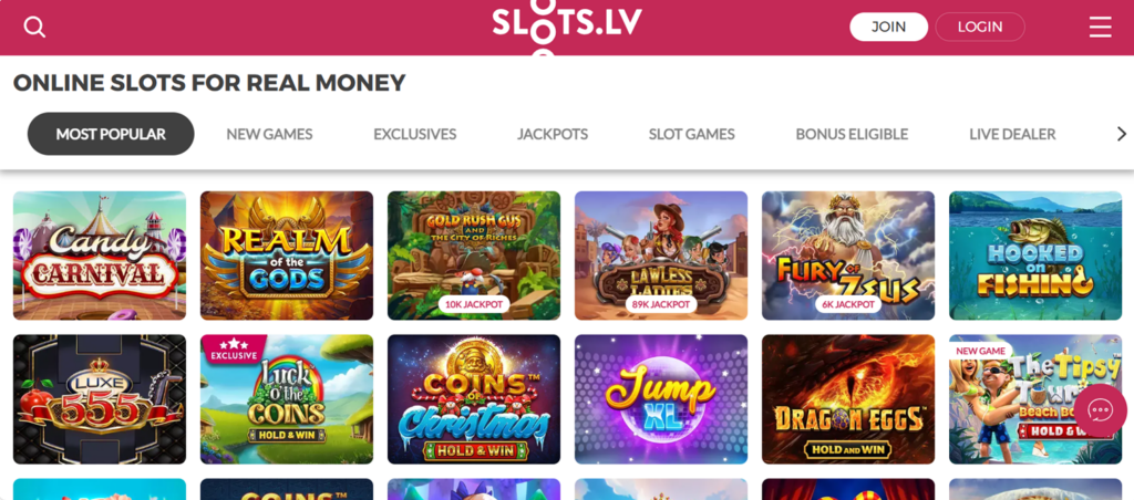 Slots.lv Casino Desktop Preview 2